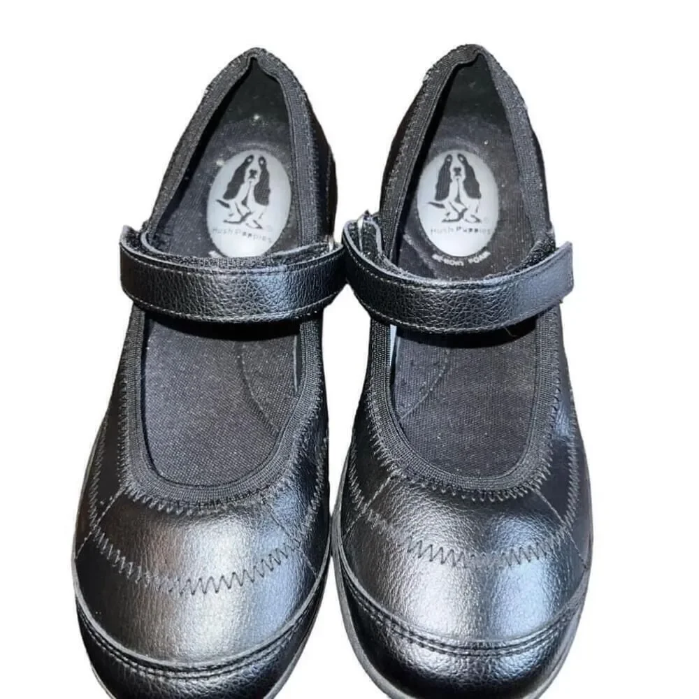 Hush Puppies Black Leather Mary Jane Shoes Size 2M - Picture 3 of 4